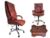 Офисное массажное кресло EGO BOSS EG1001Махагон в комплектации ELITE натуральная кожа - магазин СпортДоставка. Спортивные товары интернет магазин в Заречном 